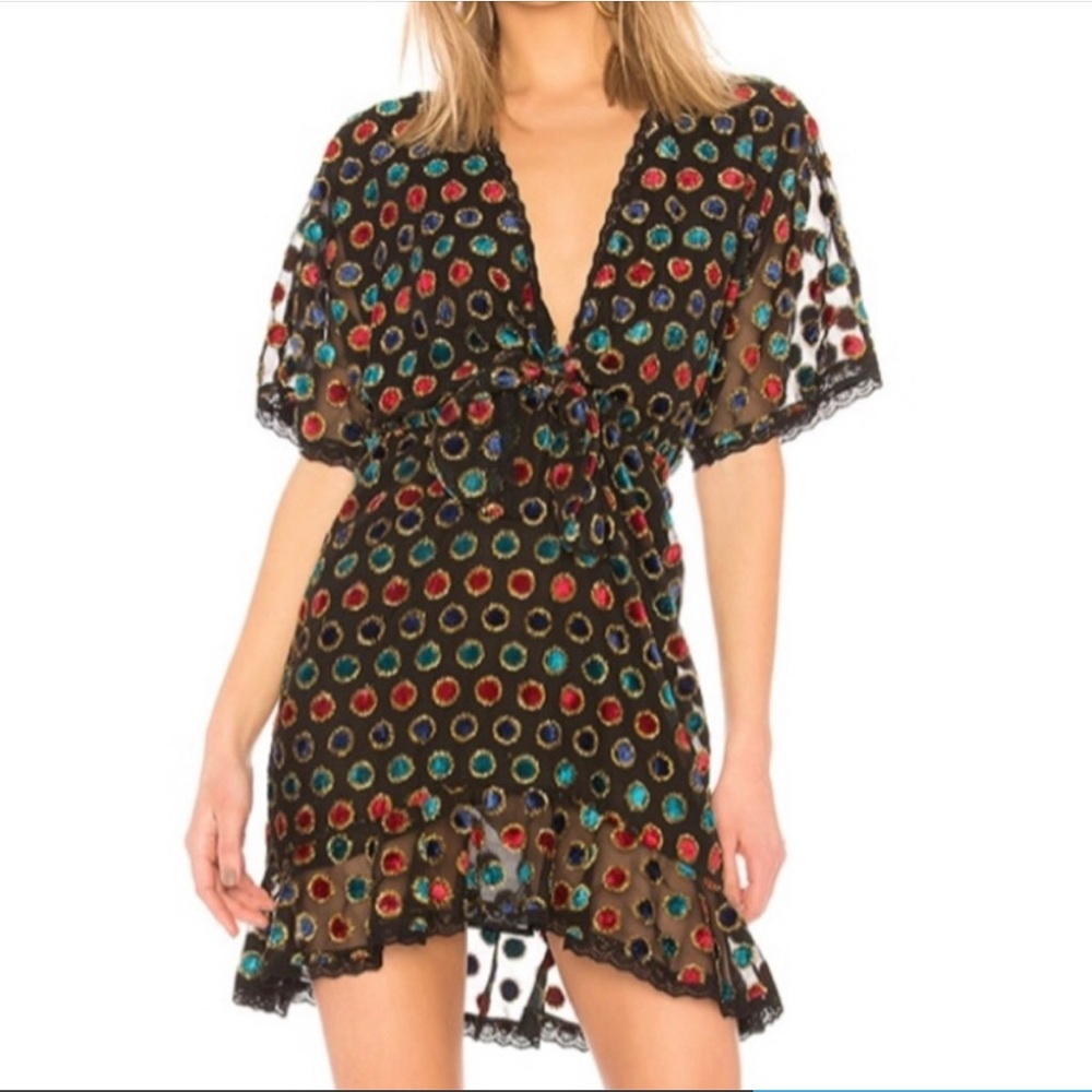 House of Harlow 1960 x REVOLVE  Cruz Dress Noir Polka Dot Metallic XS